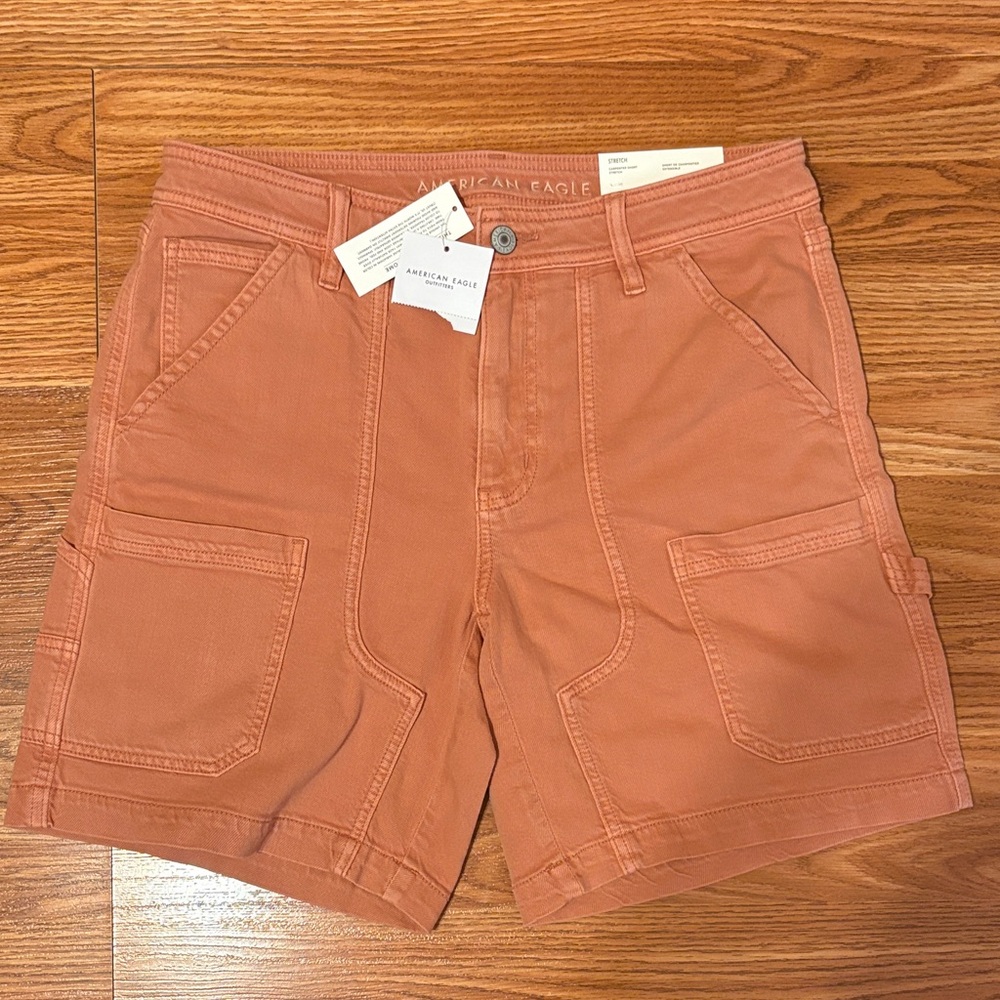 American Eagle Terracotta High-Waist Carpenter Shorts